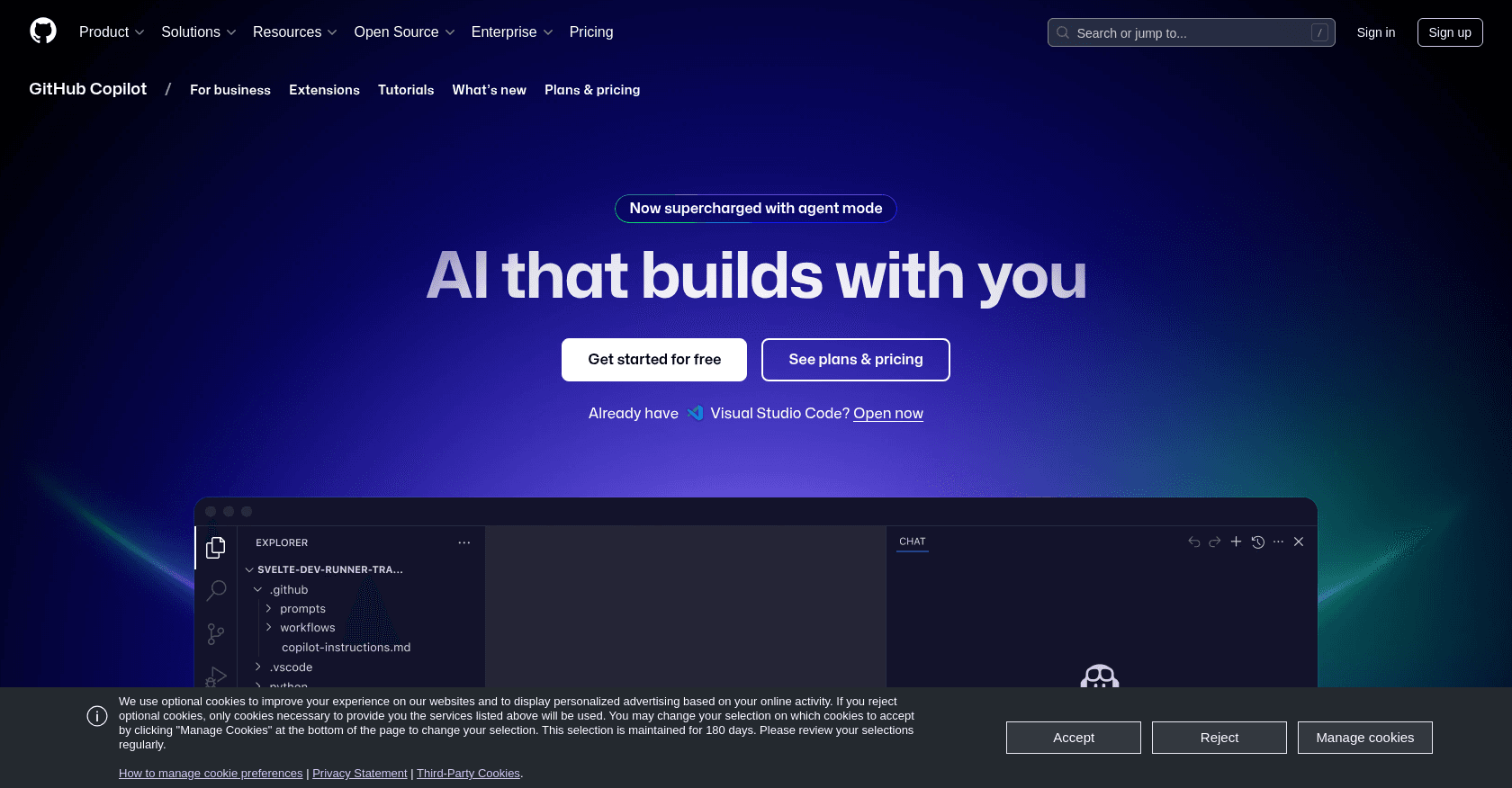 Capture d'écran de GitHub Copilot